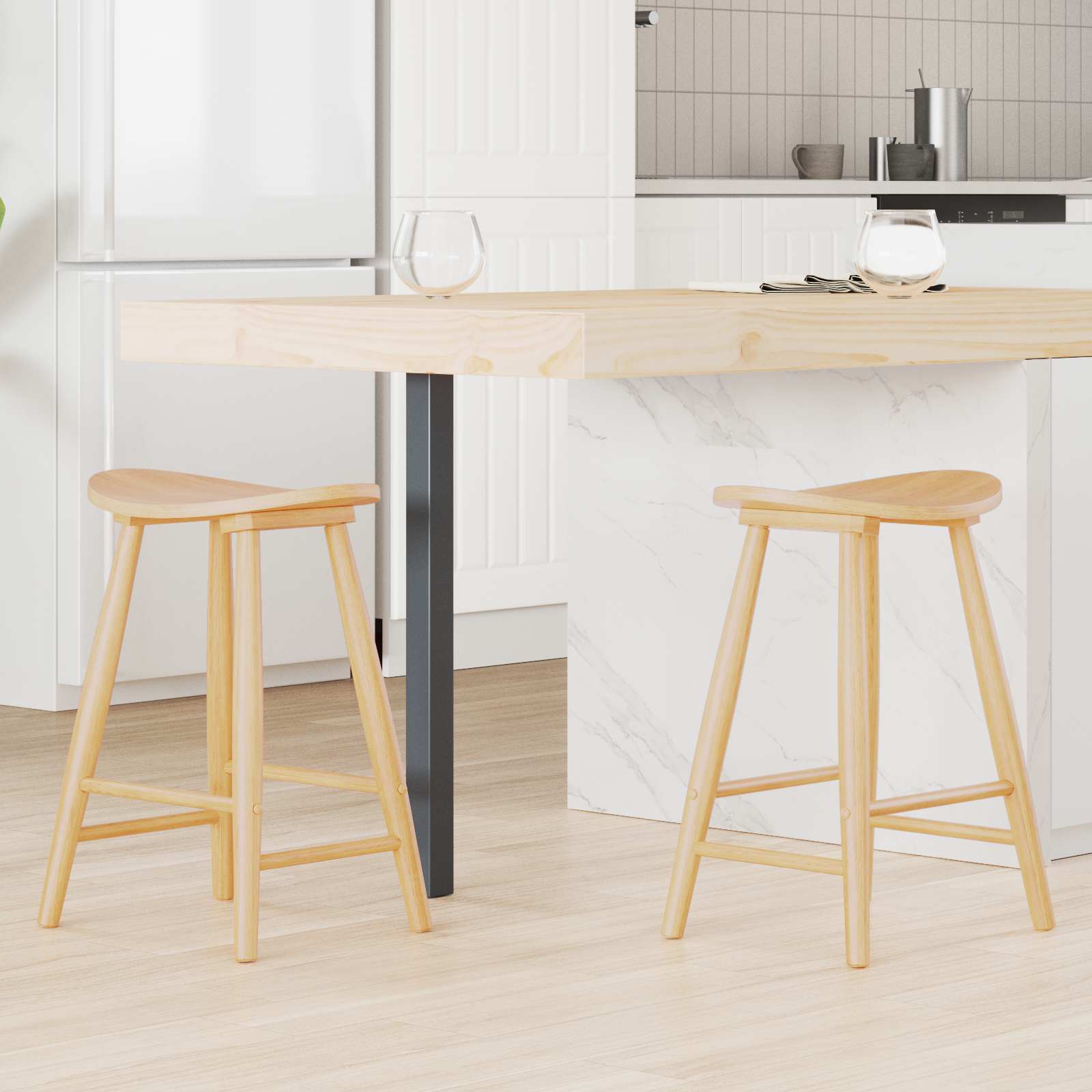 Καρέκλες φαγητού 2 pcs Φυσικό 46 x 37 x 63 εκ - Pakobazaar