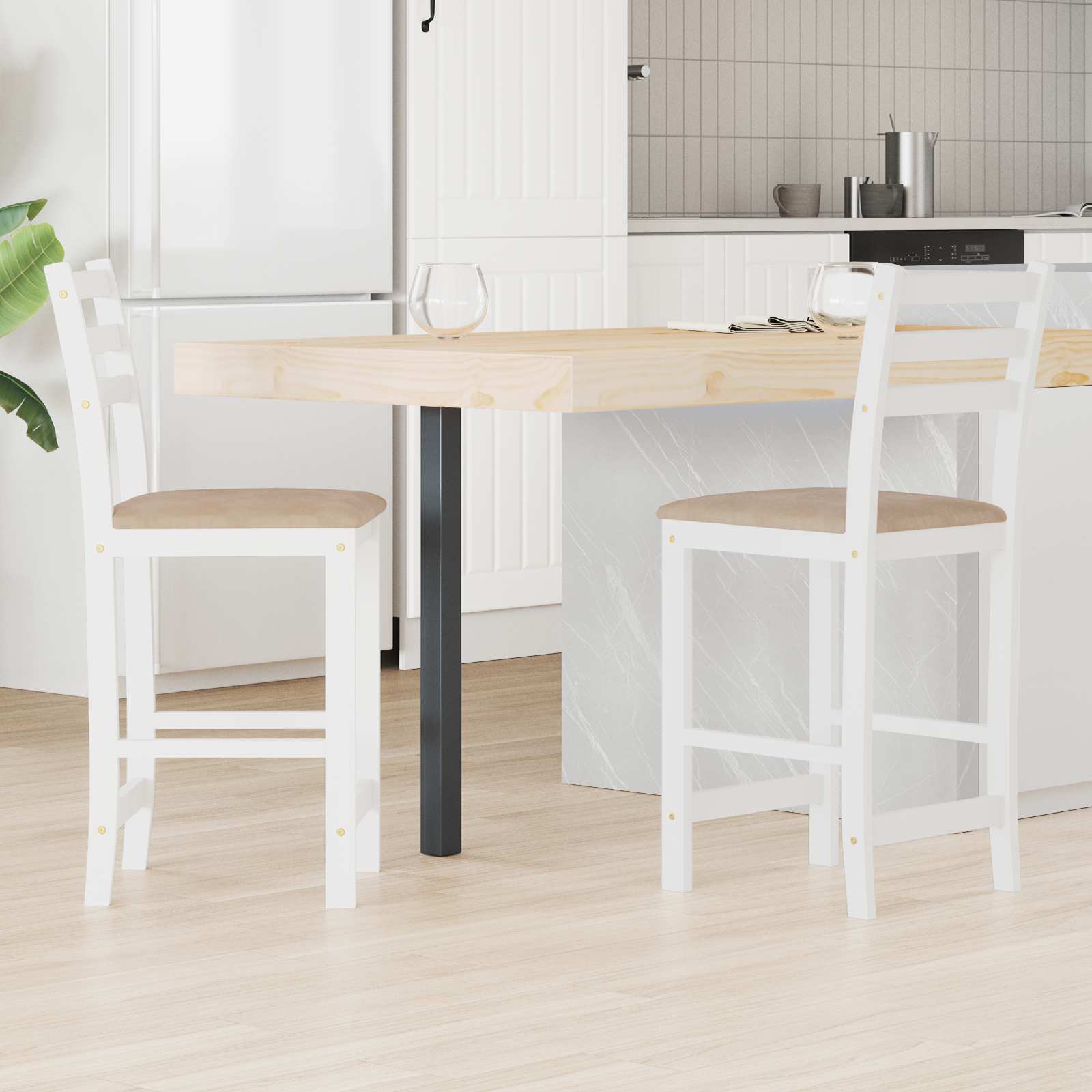 Καρέκλες φαγητού 2 pcs Λευκό 40 x 47,5 x 99,5 εκ