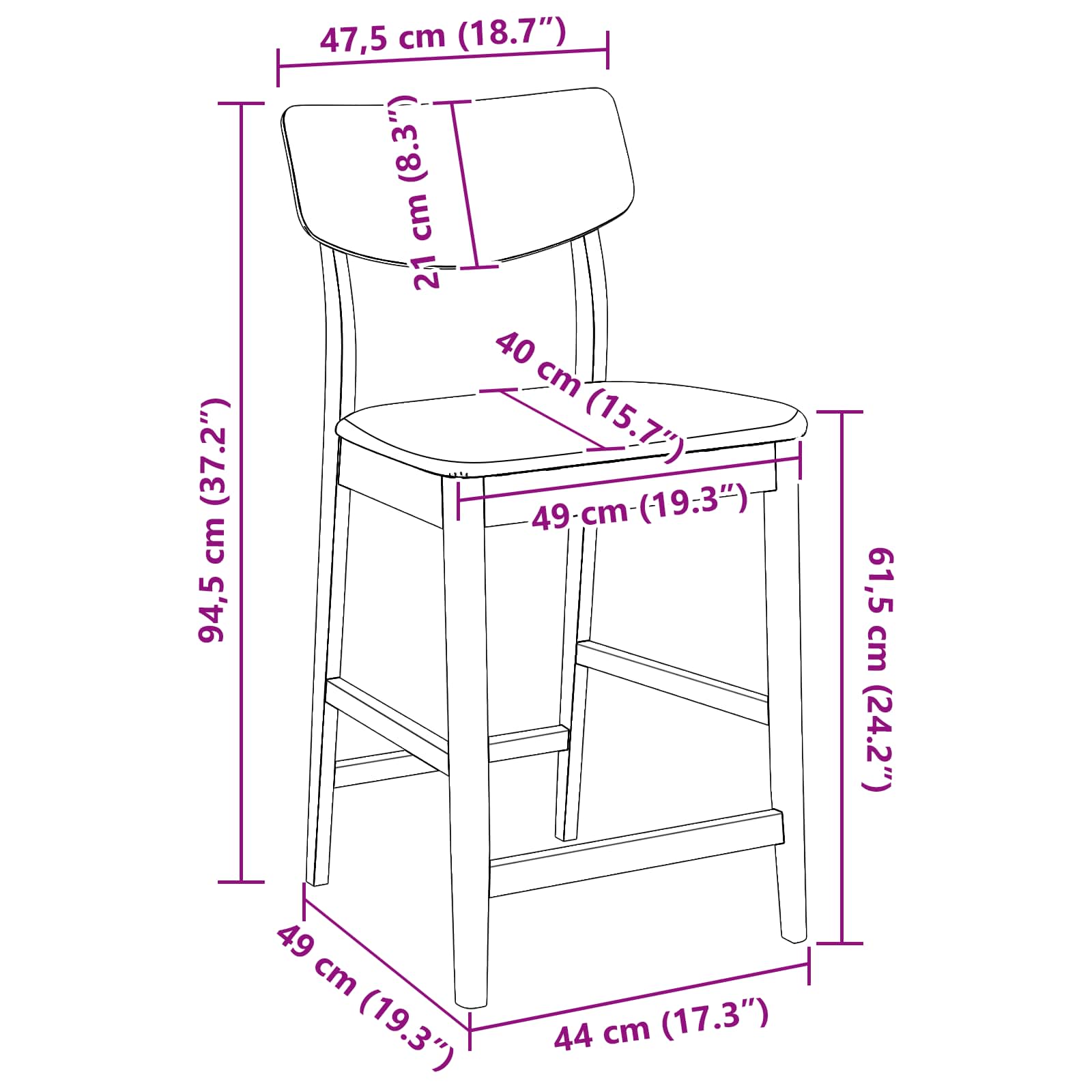 Καρέκλες φαγητού 2 pcs Φυσικό 48 x 49 x 95 εκ.