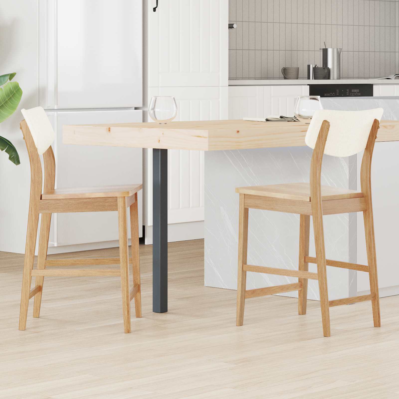 Καρέκλες φαγητού 2 pcs Φυσικό 48 x 49 x 95 εκ.