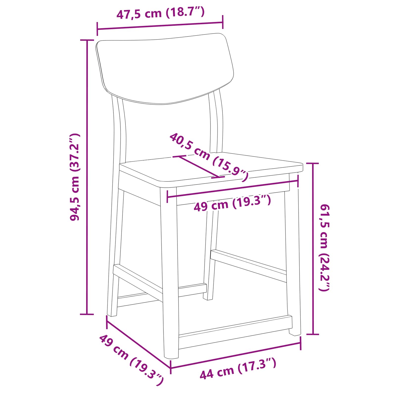 Καρέκλες φαγητού 2 pcs Λευκό 48 x 49 x 95 εκ.