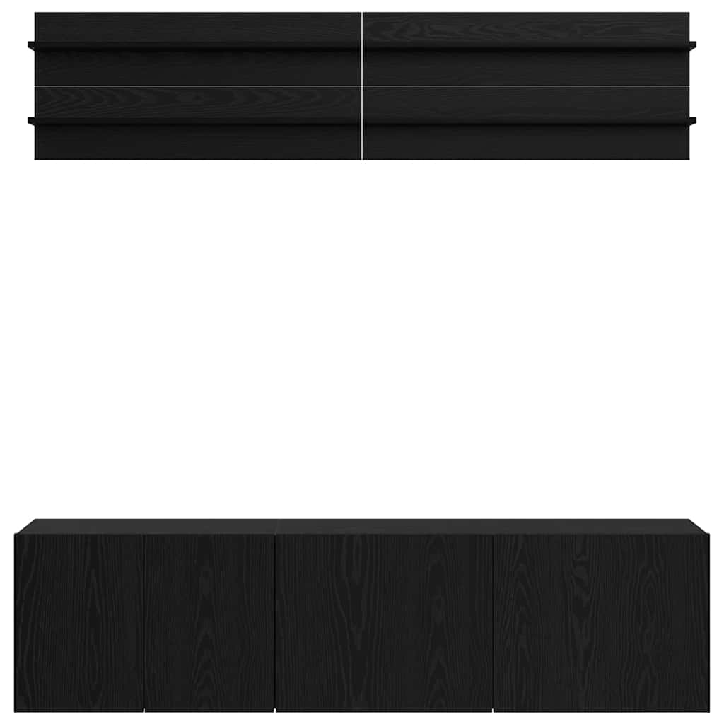 Μονάδες TV Επιτοίχιο 6 pcs Μαύρη δρυς Επεξεργασμένο ξύλο