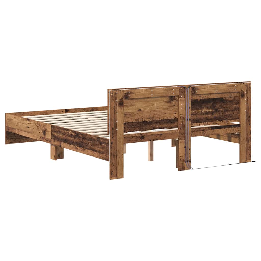Σκελετός Κρεβατιού Παλιό Ξύλο 140 x 190 cm Επεξεργασμένο ξύλο
