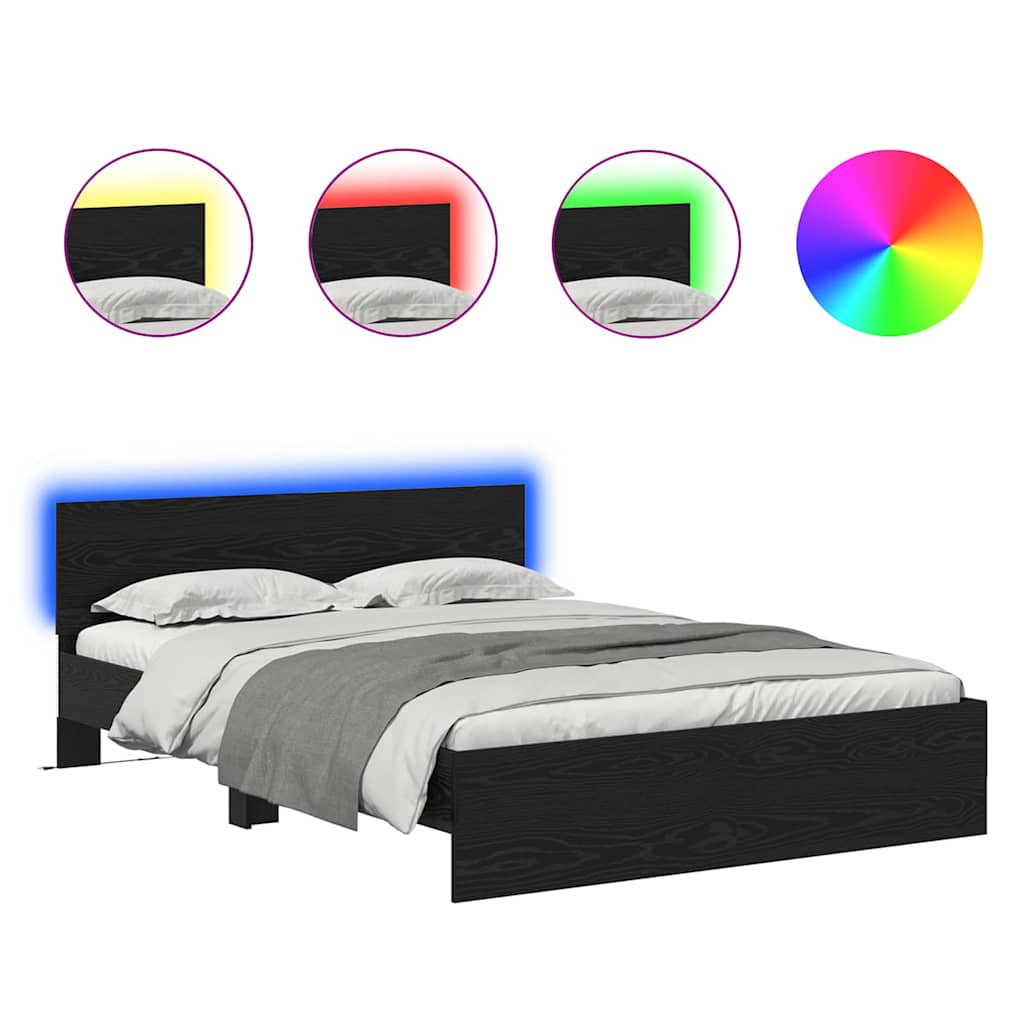 Σκελετός Κρεβατιού Μαύρη Οξυά 140 x 190 cm Επεξεργασμένο ξύλο