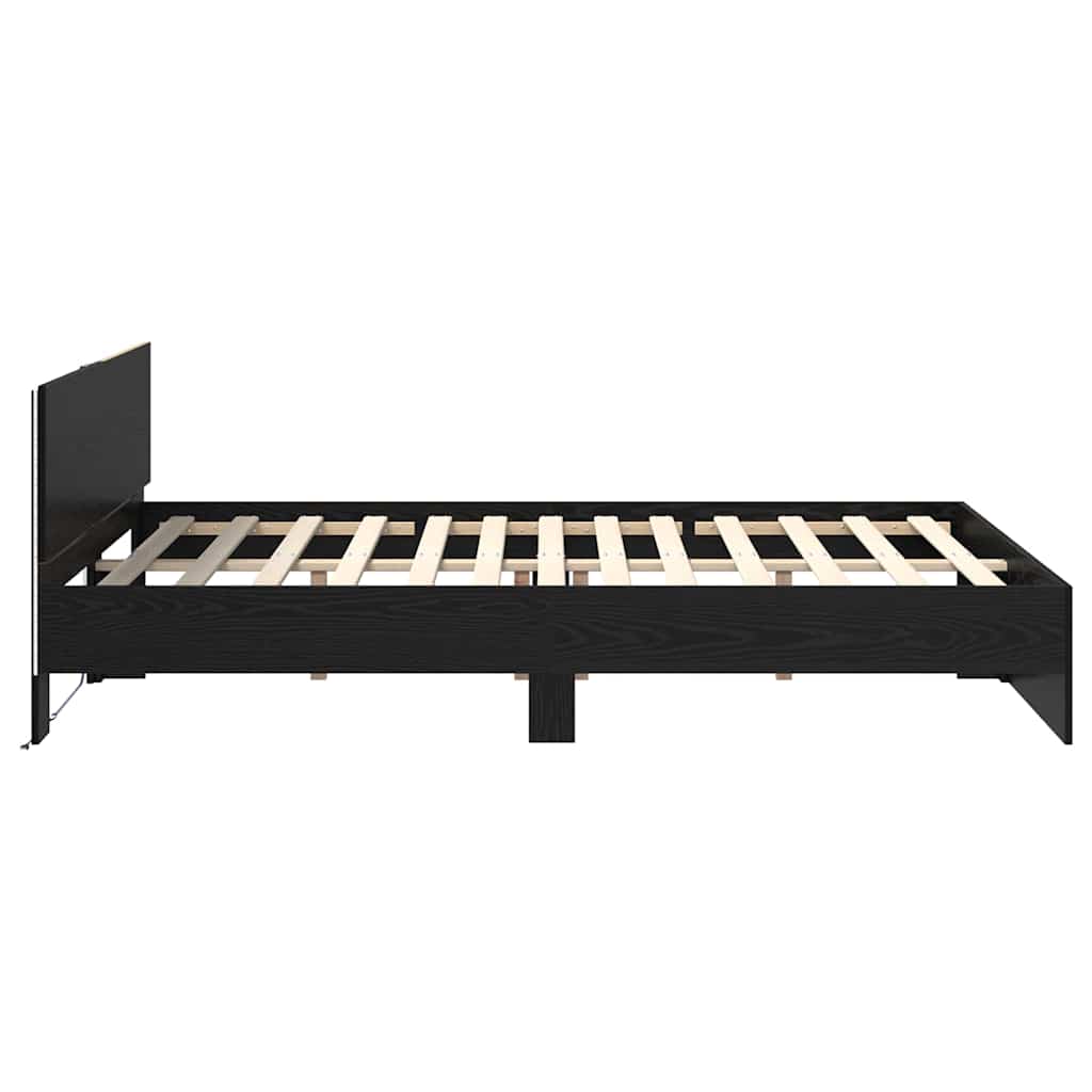 Σκελετός Κρεβατιού Μαύρη Οξυά 140 x 190 cm Επεξεργασμένο ξύλο