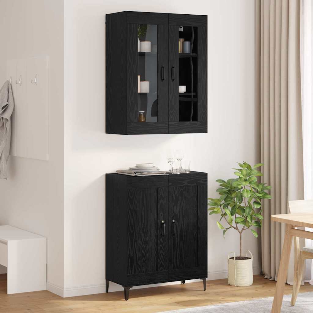 Highboard Μαύρη Οξυά 69,5 x 34 x 180 εκ. Επεξεργασμένο ξύλο - Pakobazaar