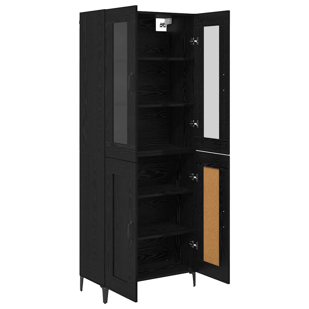 Highboard Μαύρη Οξυά 69,5 x 34 x 180 εκ. Επεξεργασμένο ξύλο - Pakobazaar
