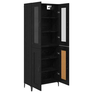 Highboard Μαύρη Οξυά 69,5 x 34 x 180 εκ. Επεξεργασμένο ξύλο - Pakobazaar