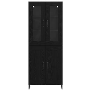 Highboard Μαύρη Οξυά 69,5 x 34 x 180 εκ. Επεξεργασμένο ξύλο - Pakobazaar