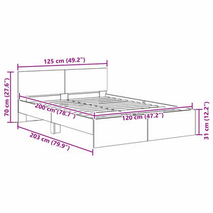 Σκελετός Κρεβατιού Μαύρη Οξυά 120 x 200 cm Επεξεργασμένο Ξύλο