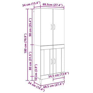 Highboard Artisan Oak 69,5 x 34 x 180 εκ. Επεξεργασμένο Ξύλο