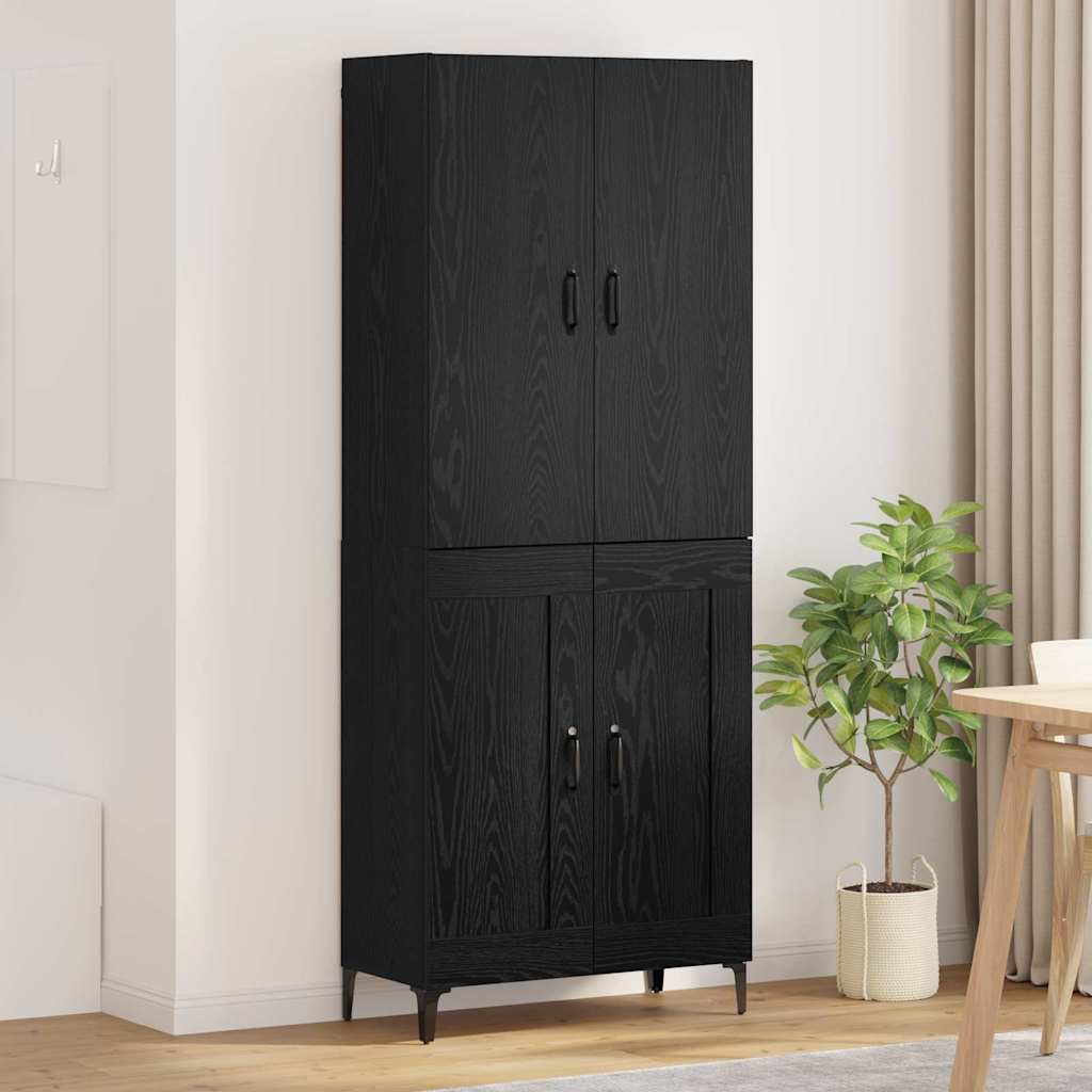 Highboard Μαύρη Οξυά 69,5 x 34 x 180 εκ. Επεξεργασμένο ξύλο