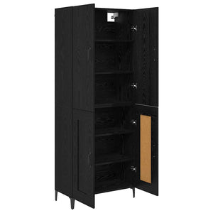 Highboard Μαύρη Οξυά 69,5 x 34 x 180 εκ. Επεξεργασμένο Ξύλο