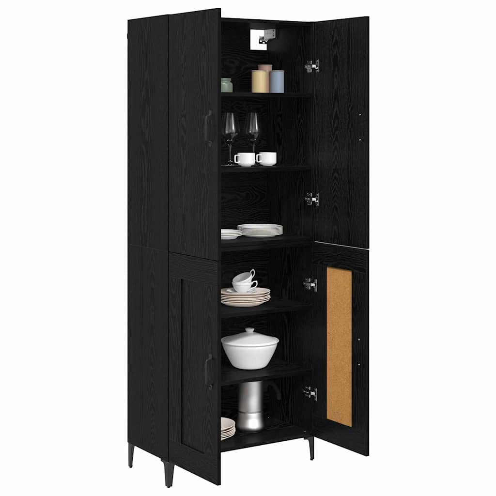Highboard Μαύρη Οξυά 69,5 x 34 x 180 εκ. Επεξεργασμένο ξύλο