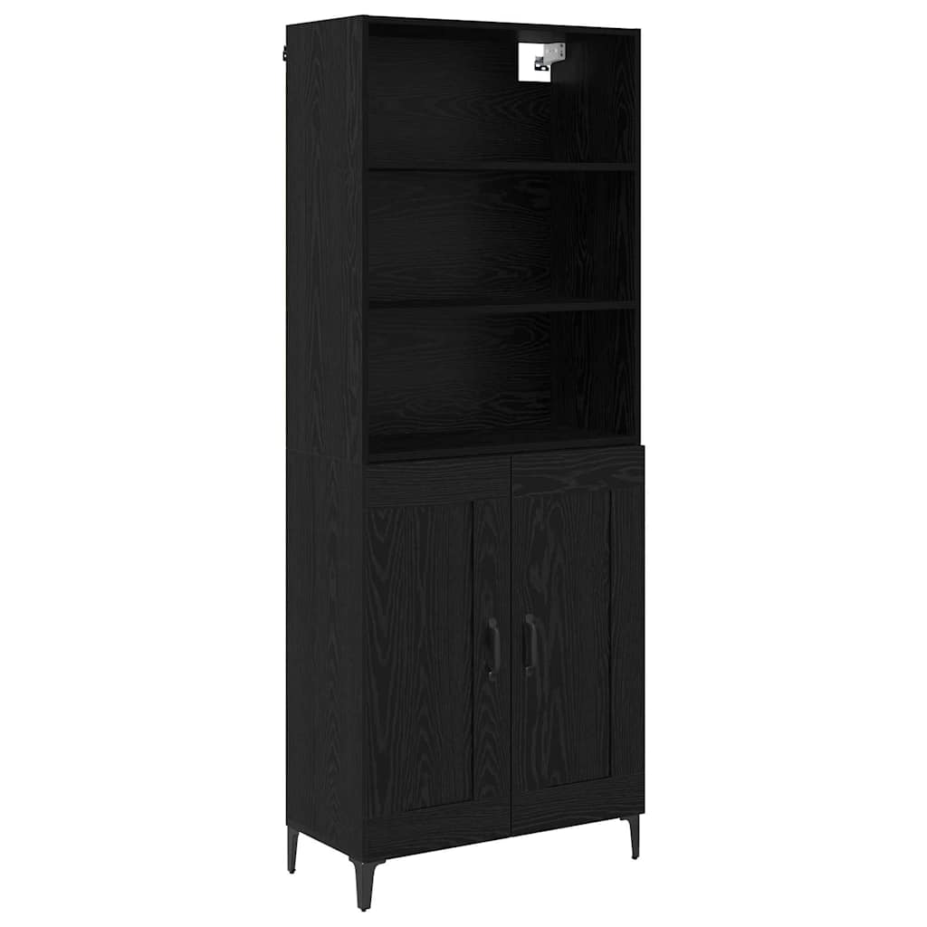 Highboard 2 pcs Μαύρη δρυς Επεξεργασμένο ξύλο