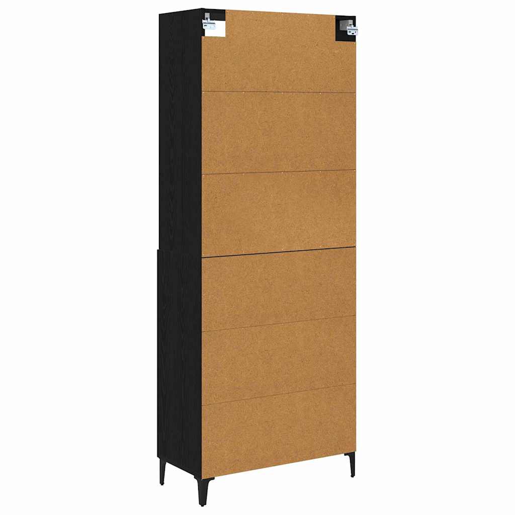 Highboard 2 pcs Μαύρη δρυς Επεξεργασμένο ξύλο