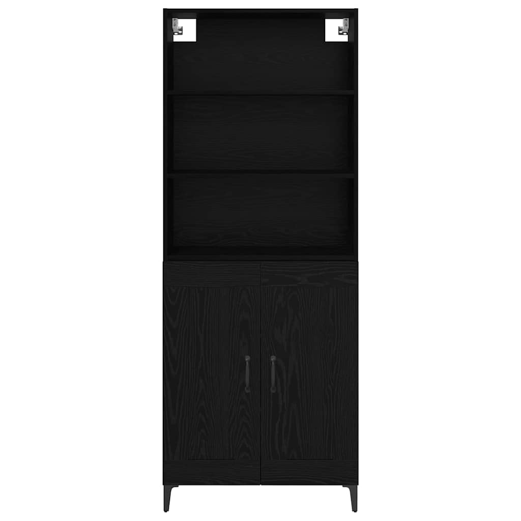 Highboard 2 pcs Μαύρη δρυς Επεξεργασμένο ξύλο