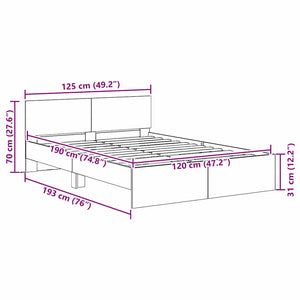 Σκελετός Κρεβατιού Παλιό Ξύλο 120 x 190 cm Επεξεργασμένο Ξύλο