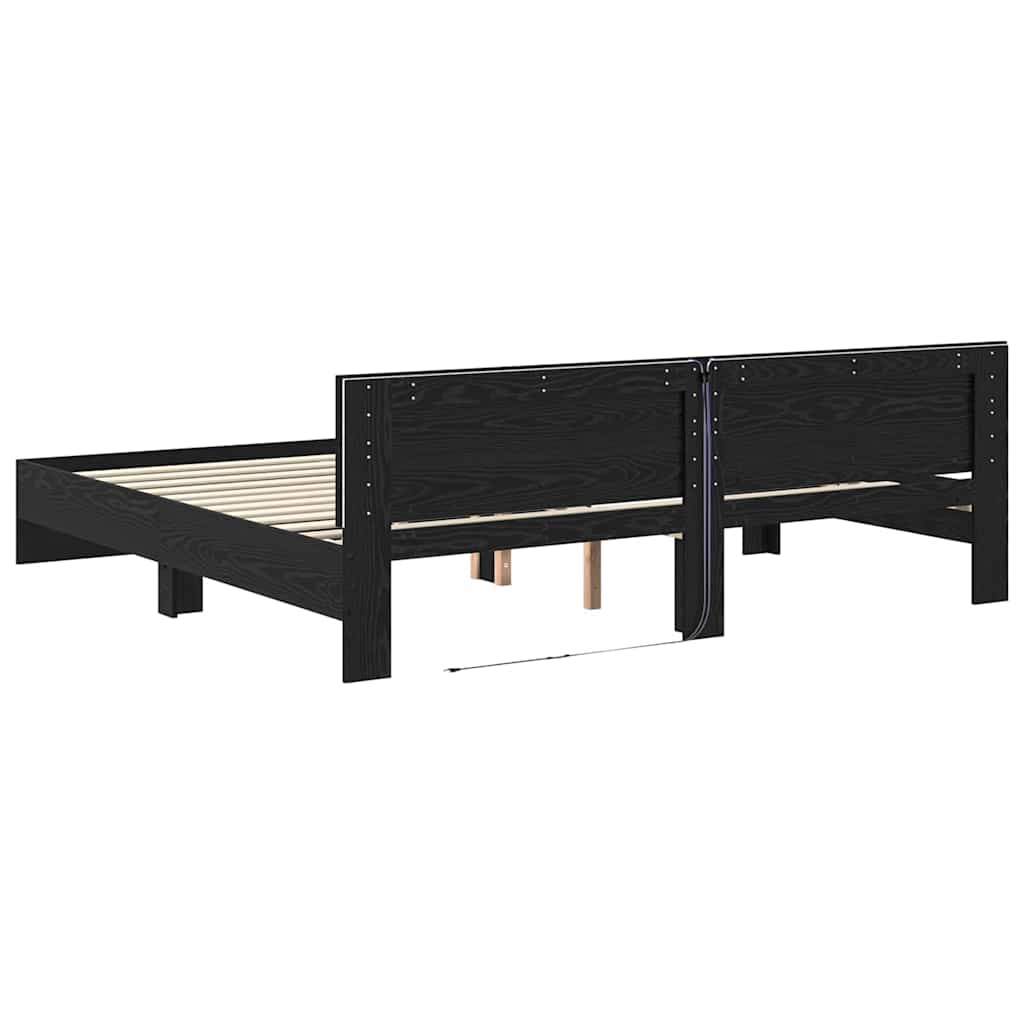Σκελετός Κρεβατιού Μαύρη Οξυά 180 x 200 cm Επεξεργασμένο ξύλο