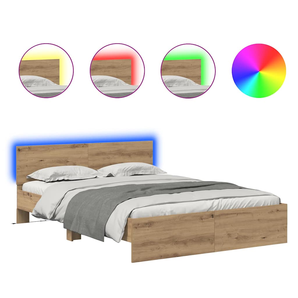 Σκελετός Κρεβατιού Artisan Oak 140 x 200 cm Επεξεργασμένο ξύλο