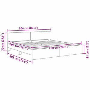 Σκελετός Κρεβατιού Παλιό Ξύλο 200 x 200 cm Επεξεργασμένο Ξύλο