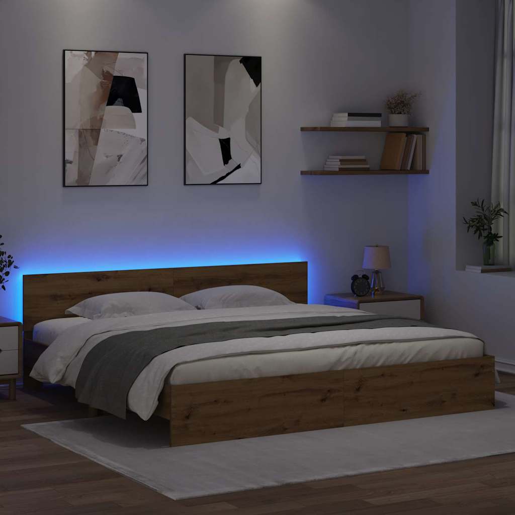 Σκελετός Κρεβατιού Artisan Oak 200 x 200 cm Επεξεργασμένο ξύλο - Pakobazaar