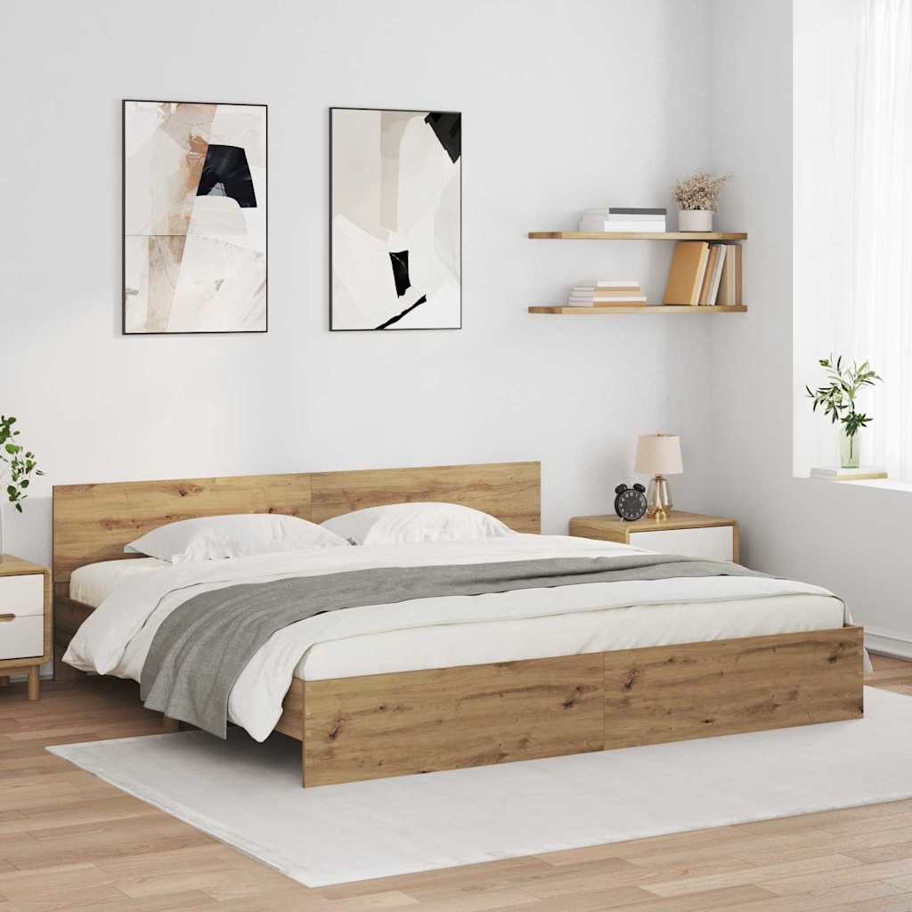 Σκελετός Κρεβατιού Artisan Oak 200 x 200 cm Επεξεργασμένο ξύλο - Pakobazaar