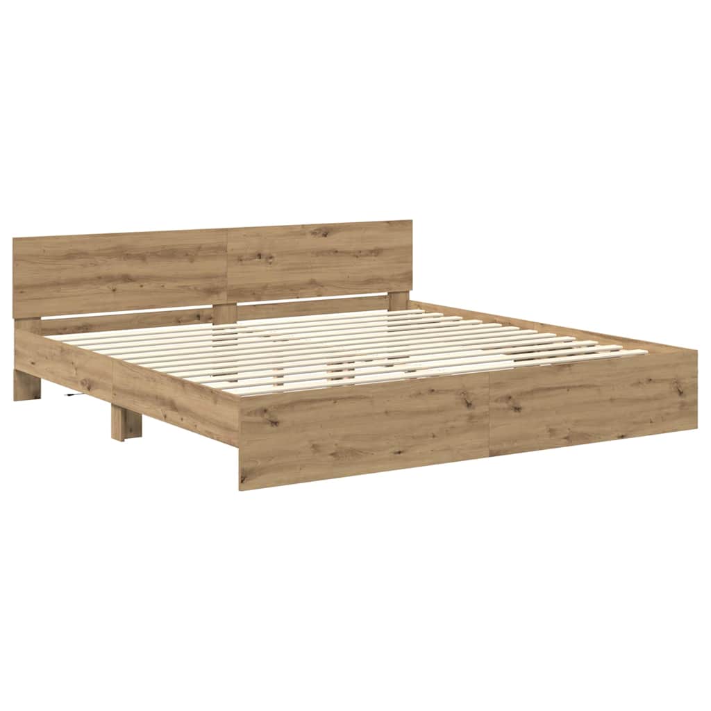 Σκελετός Κρεβατιού Artisan Oak 200 x 200 cm Επεξεργασμένο ξύλο - Pakobazaar