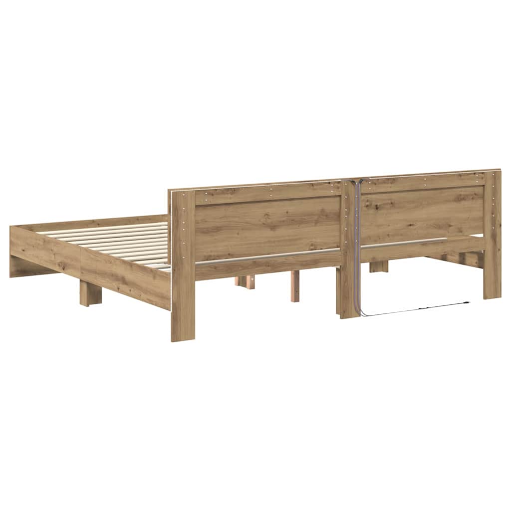 Σκελετός Κρεβατιού Artisan Oak 200 x 200 cm Επεξεργασμένο ξύλο - Pakobazaar
