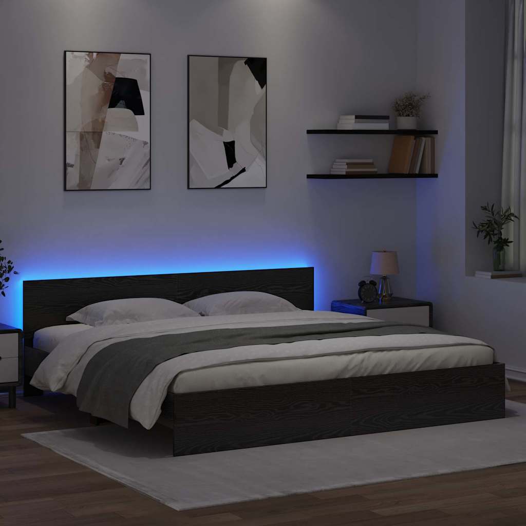 Σκελετός Κρεβατιού Μαύρη Οξυά 200 x 200 cm Επεξεργασμένο ξύλο