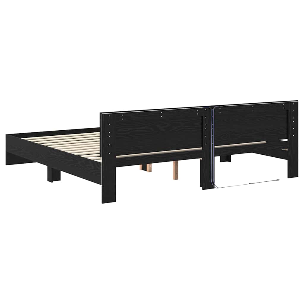Σκελετός Κρεβατιού Μαύρη Οξυά 200 x 200 cm Επεξεργασμένο ξύλο