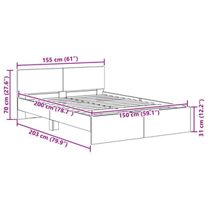 Σκελετός Κρεβατιού Παλιό Ξύλο 150 x 200 cm Επεξεργασμένο Ξύλο