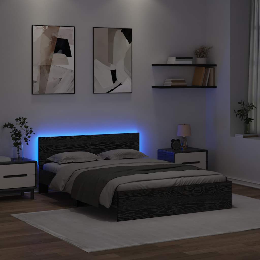 Σκελετός Κρεβατιού Μαύρη Οξυά 160 x 200 cm Επεξεργασμένο ξύλο