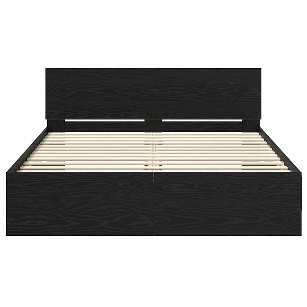 Σκελετός Κρεβατιού Μαύρη Οξυά 160 x 200 cm Επεξεργασμένο ξύλο