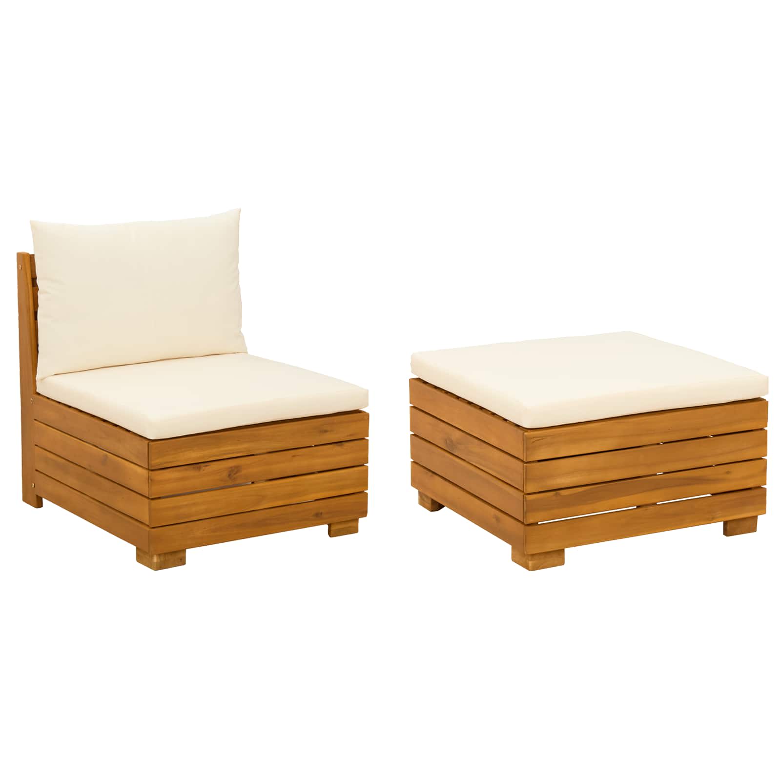 Σετ Ξαπλώστρας Κήπου 2 Τεμάχιο Καφέ Στερεό Ξύλο Ακακίας - Pakobazaar