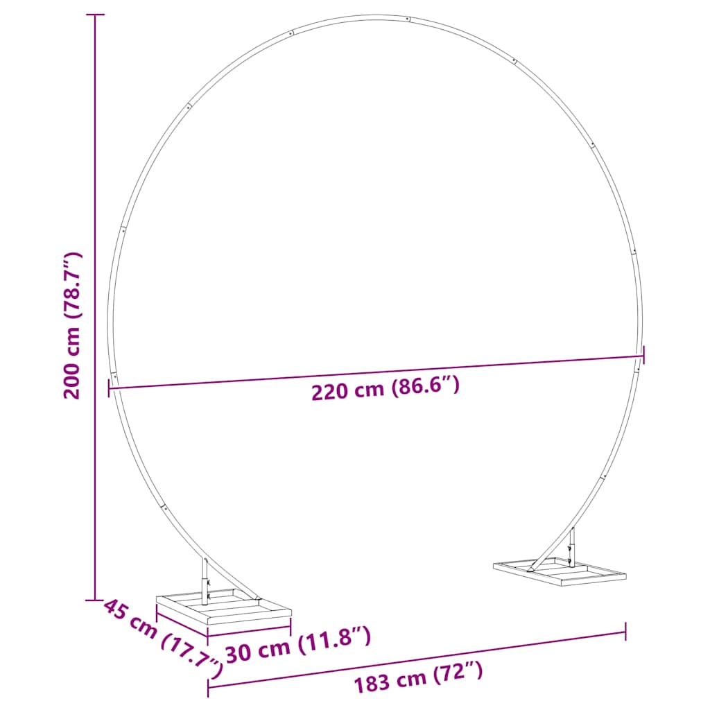Αψίδα Γάμου Χρυσό 220 x 45 x 200 εκ. Ατσάλι - Pakobazaar