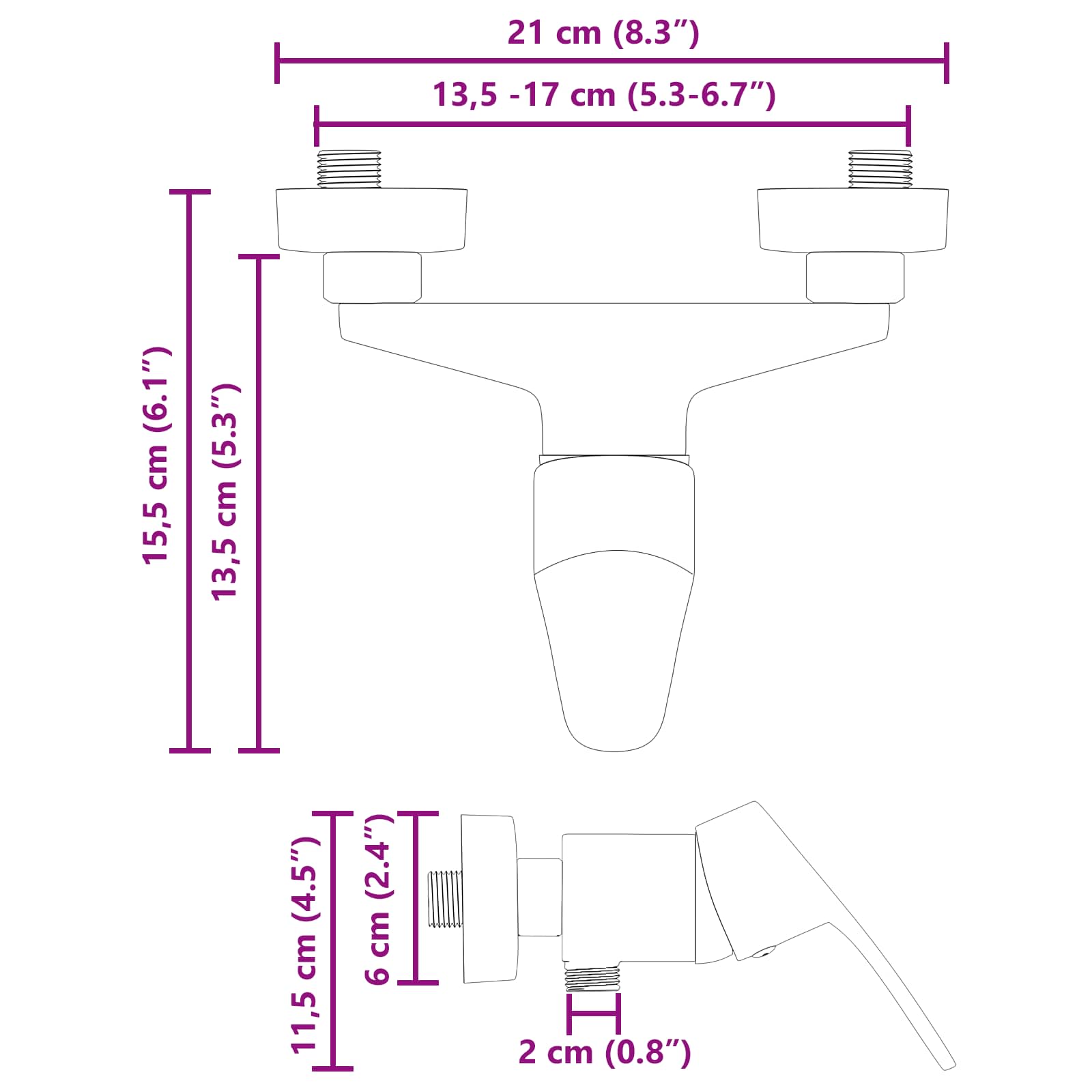 Μίξερ ντους Μαύρο G 1 / 2 ίντσες