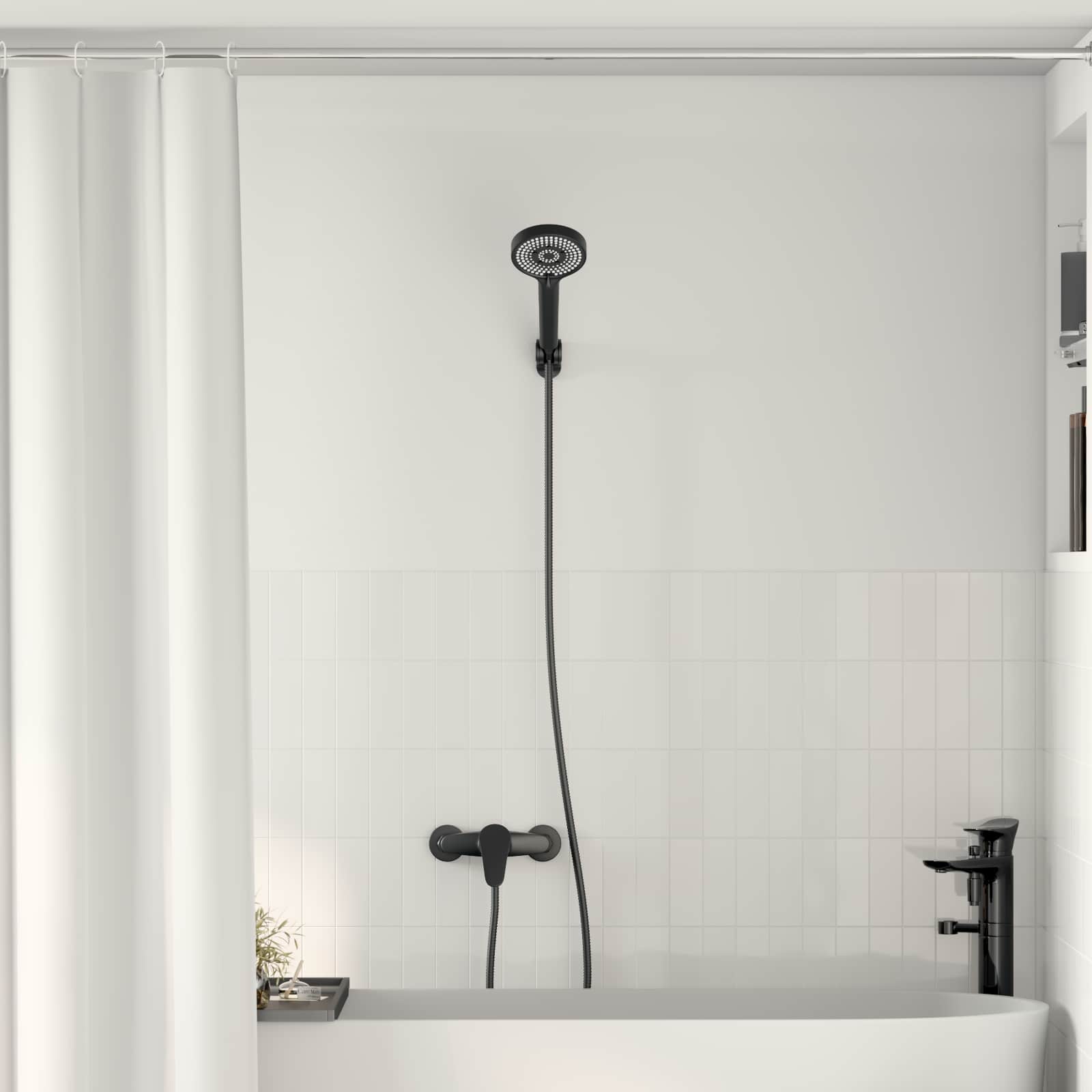 Σετ Κεφαλής Ντους Μαύρο G 1 / 2 ίντσες - Pakobazaar