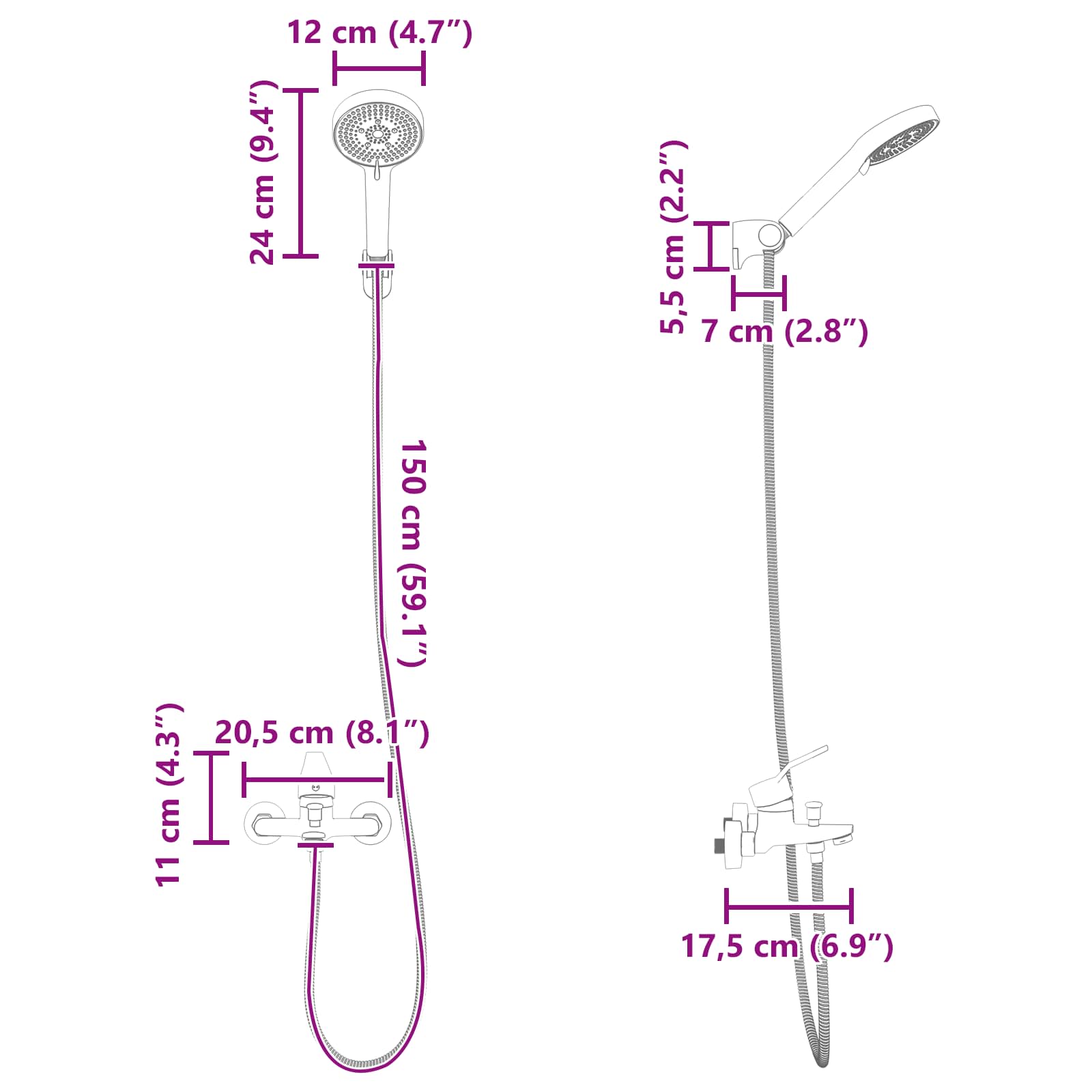 Σετ Κεφαλής Ντους Με επίστρωση χρωμίου G 1 / 2 ίντσες