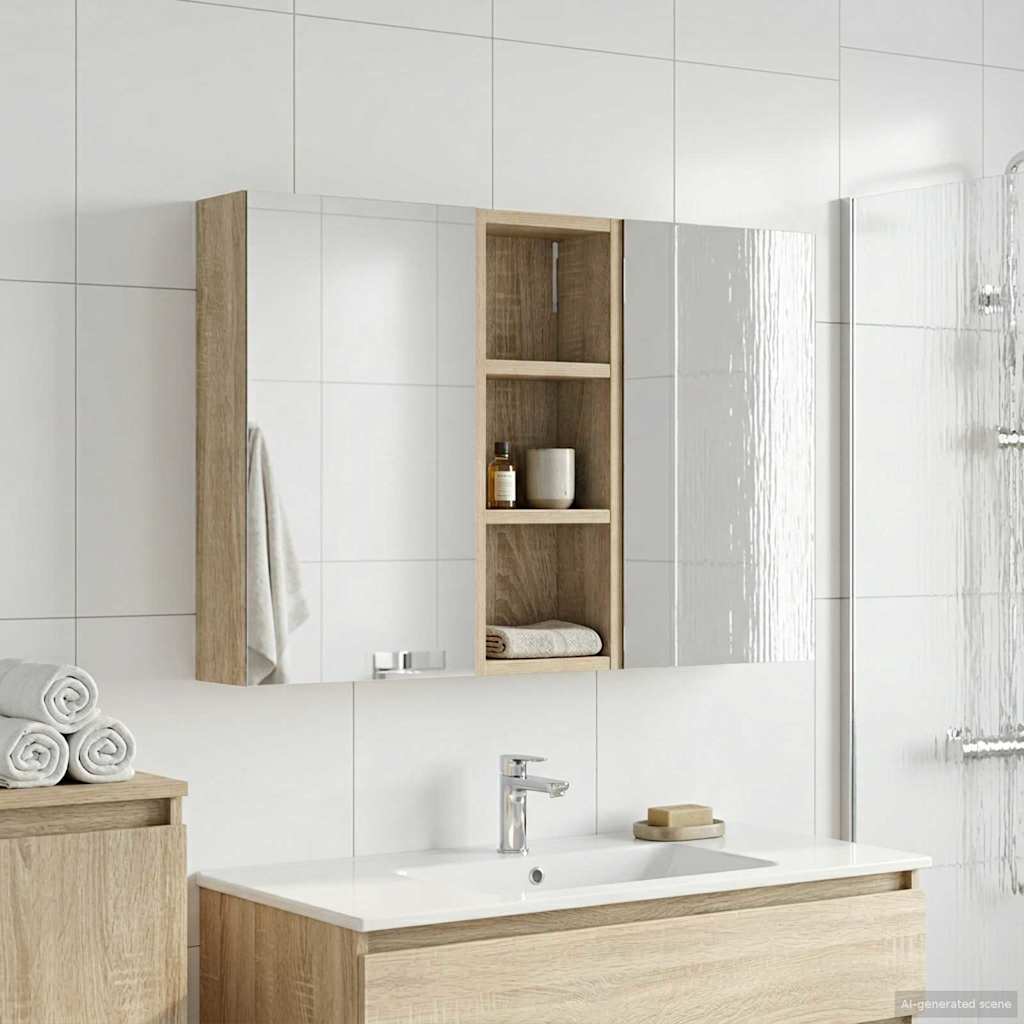 Σετ Ντουλαπιών Μπάνιου με ράφι με πόρτα 3 pcs 80 x 10,5 x 50 εκ - Pakobazaar