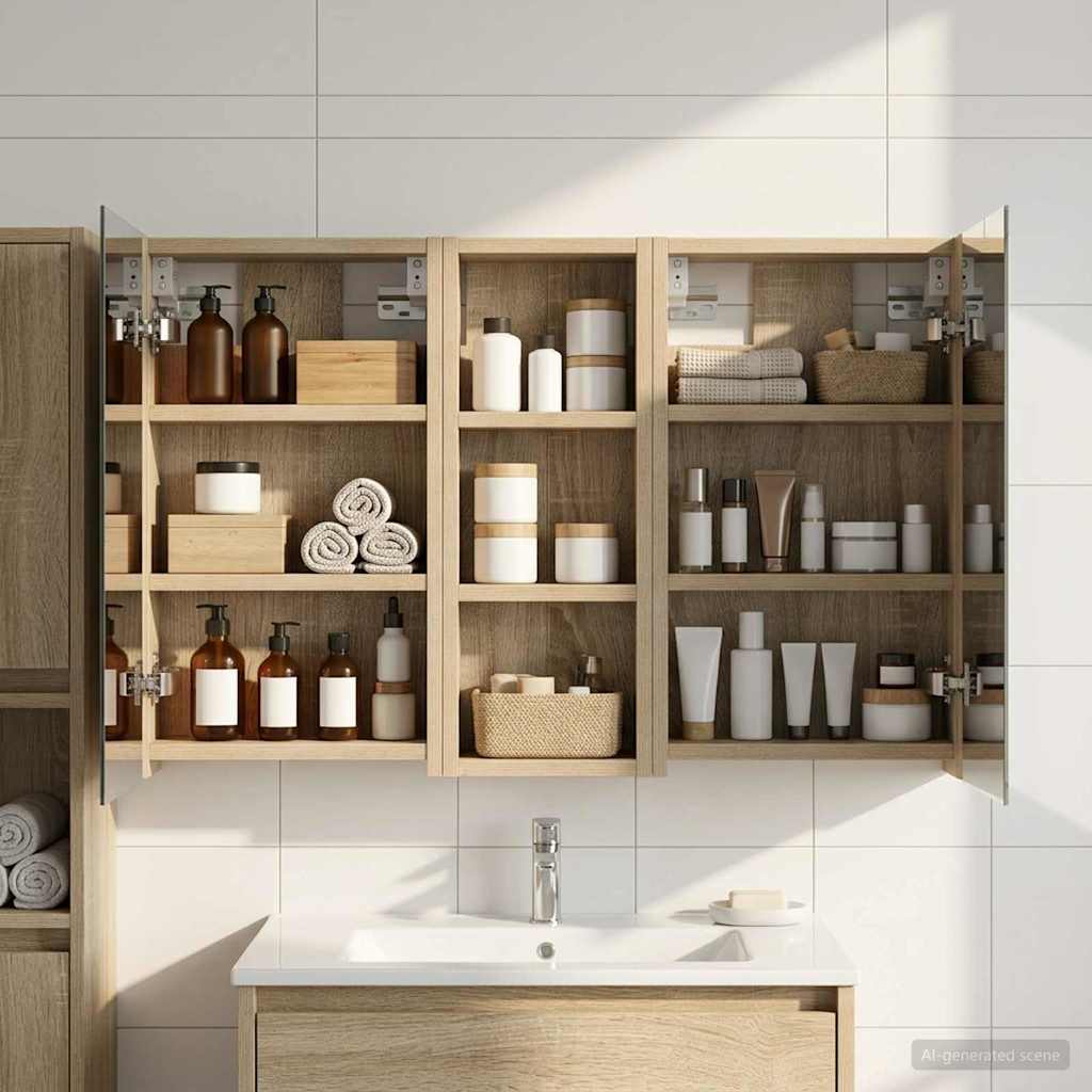 Σετ Ντουλαπιών Μπάνιου με ράφι με πόρτα 3 pcs 80 x 10,5 x 50 εκ - Pakobazaar