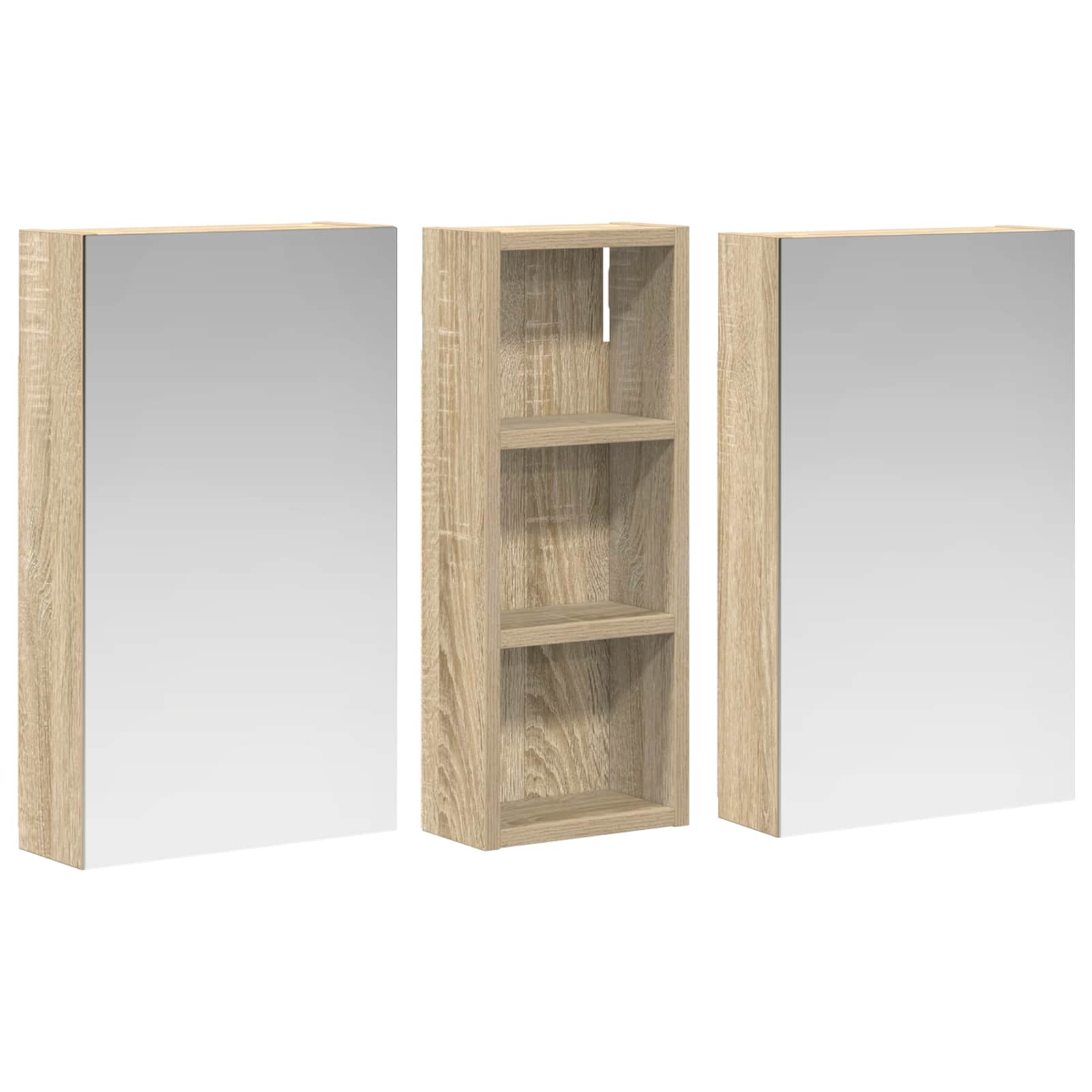 Σετ Ντουλαπιών Μπάνιου με ράφι με πόρτα 3 pcs 80 x 10,5 x 50 εκ - Pakobazaar