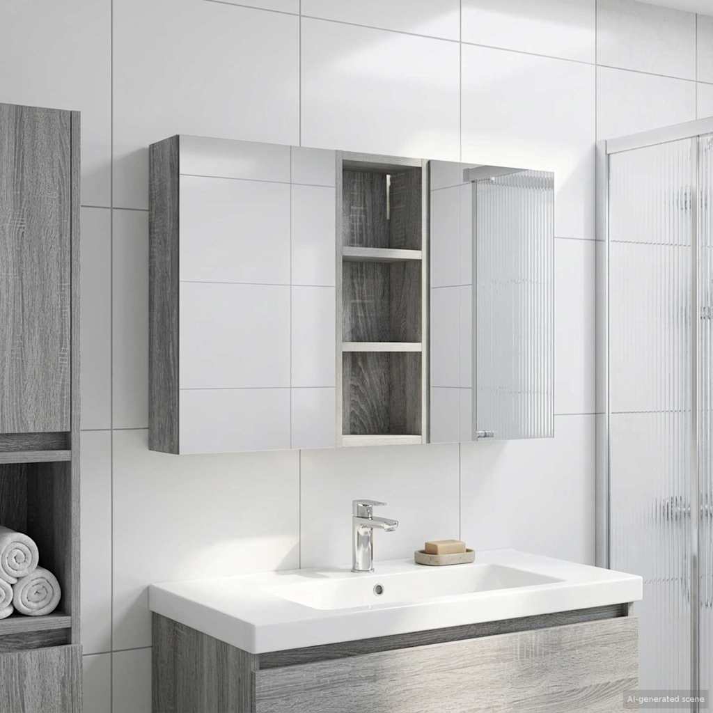 Σετ Ντουλαπιών Μπάνιου με ράφι με πόρτα 3 pcs 80 x 10,5 x 50 εκ - Pakobazaar