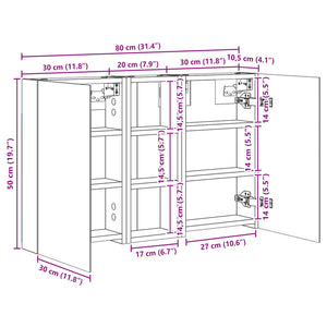 Σετ Ντουλαπιών Μπάνιου με ράφι με πόρτα 3 pcs 80 x 10,5 x 50 εκ - Pakobazaar