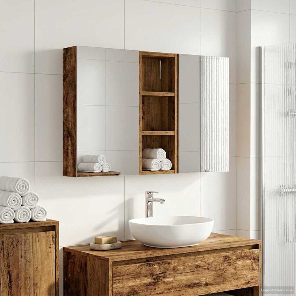 Σετ Ντουλαπιών Μπάνιου με ράφι με πόρτα 3 pcs 80 x 10,5 x 50 εκ - Pakobazaar