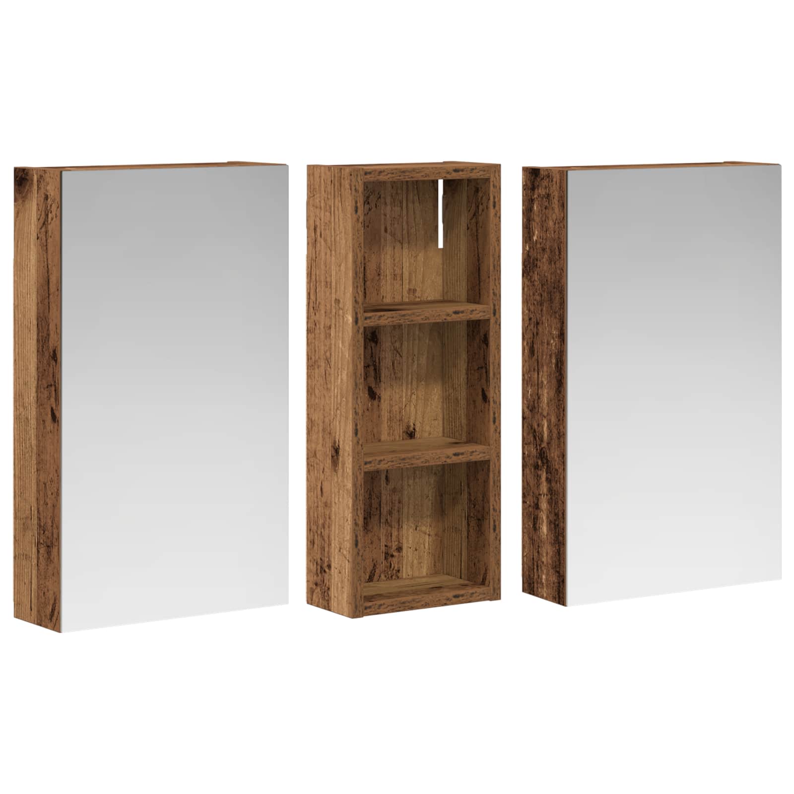 Σετ Ντουλαπιών Μπάνιου με ράφι με πόρτα 3 pcs 80 x 10,5 x 50 εκ - Pakobazaar