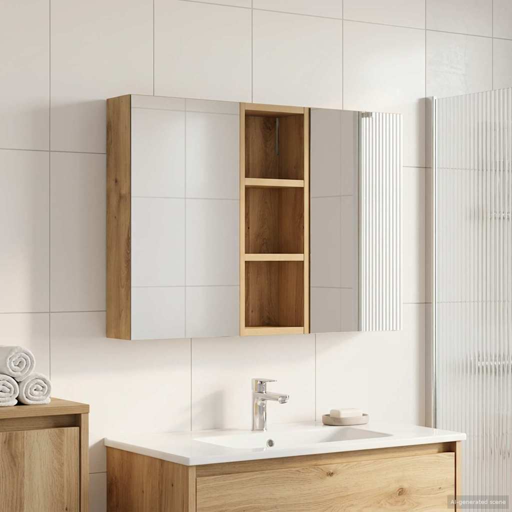 Σετ Ντουλαπιών Μπάνιου με ράφι με πόρτα 3 pcs 80 x 10,5 x 50 εκ - Pakobazaar