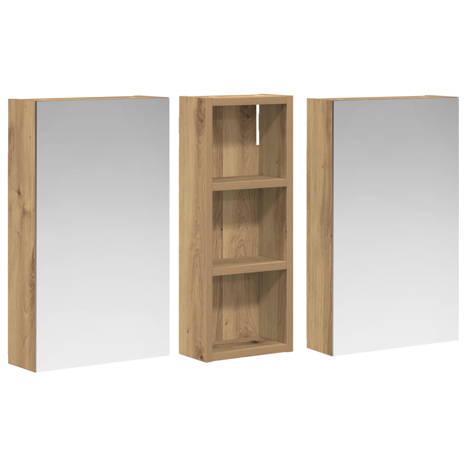 Σετ Ντουλαπιών Μπάνιου με ράφι με πόρτα 3 pcs 80 x 10,5 x 50 εκ - Pakobazaar