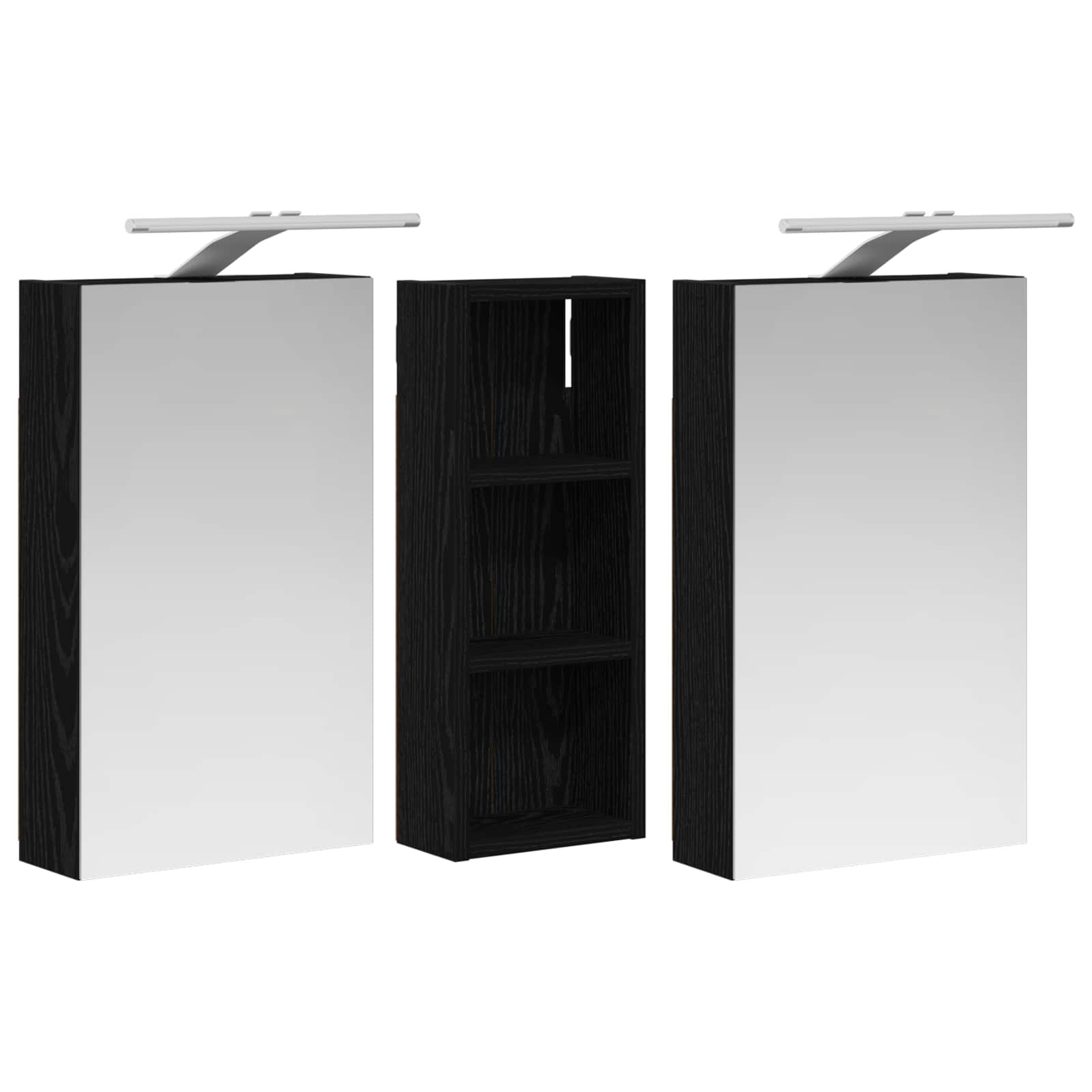 Σετ Ντουλαπιών Μπάνιου με ράφι με πόρτα 3 pcs 80 x 10,5 x 50 εκ - Pakobazaar