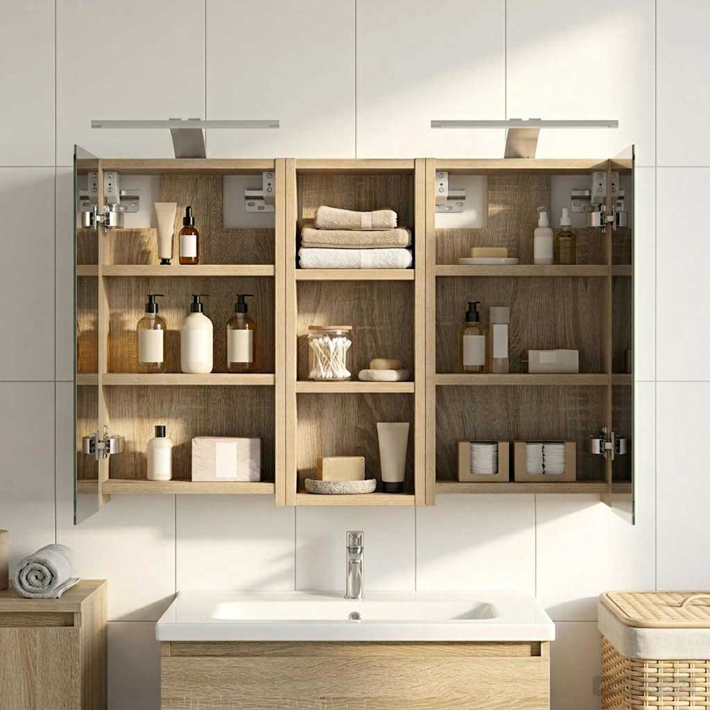 Σετ Ντουλαπιών Μπάνιου με ράφι με πόρτα 3 pcs 80 x 10,5 x 50 εκ - Pakobazaar